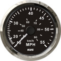 Speedometer Gauges 85mm Speedometer 0-55mph Black Faceplate 316 Stainless Steel Bezel for The Boat Yacht Marine